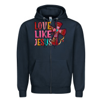Navy love like jesus Zipper Hoodie - OliviaCreatesArt