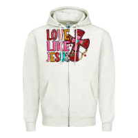 Oatmeal Heather love like jesus Zipper Hoodie - OliviaCreatesArt