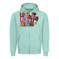 Seafoam love like jesus Zipper Hoodie - OliviaCreatesArt