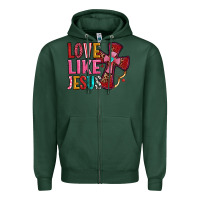 Sports Green love like jesus Zipper Hoodie - OliviaCreatesArt