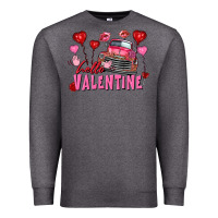 Charcoal Heather hello valentine valentine's day truck Premium Sweatshirt - FaDigitalArtStudio