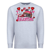 Heather Grey hello valentine valentine's day truck Premium Sweatshirt - FaDigitalArtStudio
