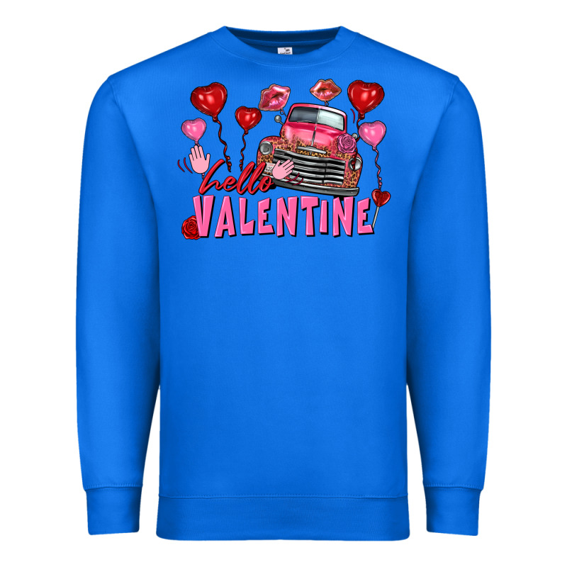 Hello Valentine Valentine's Day Truck Premium Sweatshirt by FaDigitalArtStudio | Teevron