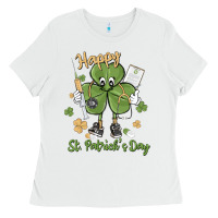 White happy st. patrick's day Ladies Tee - MaliasSmallBusiness