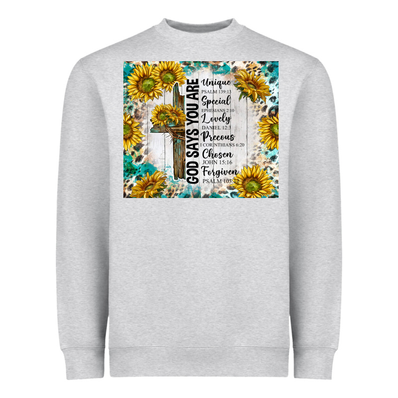 God Says You Are With Sunflower Heavyweight Sweatshirt by TumblerDesignByShophia | Teevron