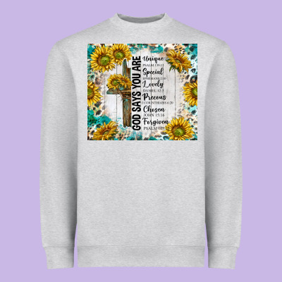 God Says You Are With Sunflower Heavyweight Sweatshirt Designed By Tumblerdesignbyshophia