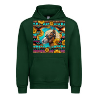 Forest Green Haflinger Horse Aztec Urban Hoodie - LillyAllenDesigns