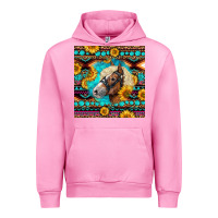 Fuchsia Pink Haflinger Horse Aztec Urban Hoodie - LillyAllenDesigns