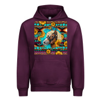 Mauve Wine Haflinger Horse Aztec Urban Hoodie - LillyAllenDesigns