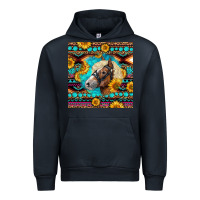 Navy Haflinger Horse Aztec Urban Hoodie - LillyAllenDesigns