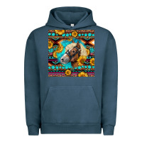Pigment Midnight Navy Haflinger Horse Aztec Urban Hoodie - LillyAllenDesigns