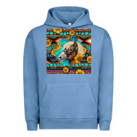 Pigment Pebble Blue Haflinger Horse Aztec Urban Hoodie - LillyAllenDesigns