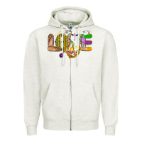 Oatmeal Heather love nurse mardi gras Zipper Hoodie - OliviaCreatesArt