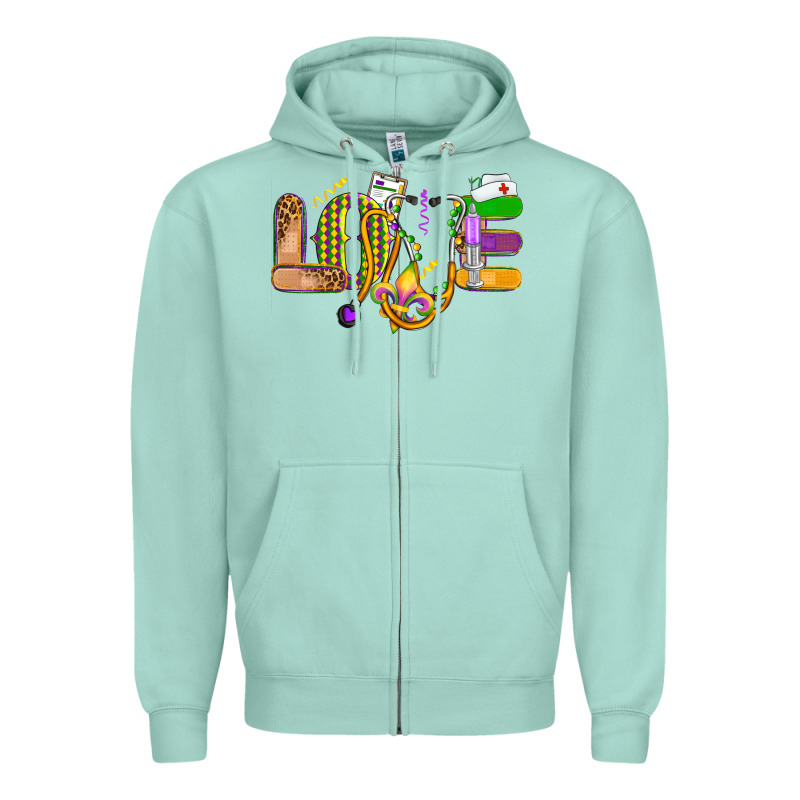Love Nurse Mardi Gras Zipper Hoodie by OliviaCreatesArt | Teevron
