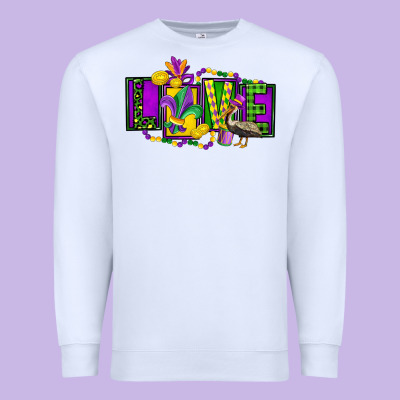 Mardi Gras Love Premium Sweatshirt Designed By Fadigitalartstudio