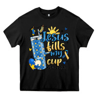 Black down syndrome jesus fills my cup Heavy Core Tee - MaliasSmallBusiness