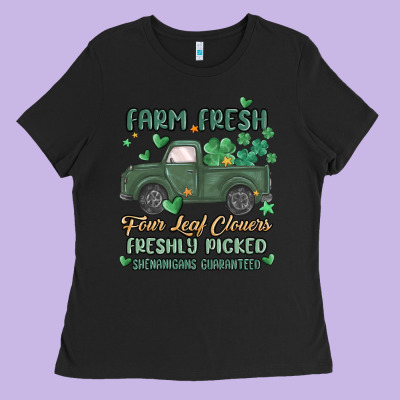 Farm Fresh Four Leaf Clovers Ladies Tee Designed By Maliassmallbusiness