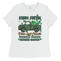 White farm fresh four leaf clovers Ladies Tee - MaliasSmallBusiness