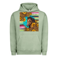 Pigment Oil Green quarter horse aztec pattern Urban Hoodie - LillyAllenDesigns