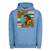 Pigment Pebble Blue quarter horse aztec pattern Urban Hoodie - LillyAllenDesigns