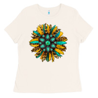 Bone turquoise leopard sunflower Ladies Tee - Jasminsmagicworld