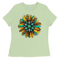 Matcha turquoise leopard sunflower Ladies Tee - Jasminsmagicworld