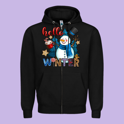 Hello Winter Zipper Hoodie Designed By Oliviacreatesart