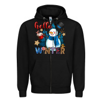 Black hello winter Zipper Hoodie - OliviaCreatesArt
