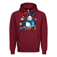 Burgundy hello winter Zipper Hoodie - OliviaCreatesArt