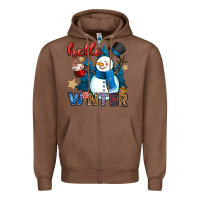 Chestnut hello winter Zipper Hoodie - OliviaCreatesArt