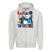Dove Grey hello winter Zipper Hoodie - OliviaCreatesArt