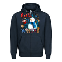Navy hello winter Zipper Hoodie - OliviaCreatesArt