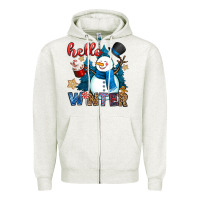Oatmeal Heather hello winter Zipper Hoodie - OliviaCreatesArt