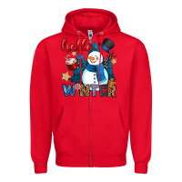 Red hello winter Zipper Hoodie - OliviaCreatesArt