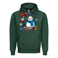 Sports Green hello winter Zipper Hoodie - OliviaCreatesArt