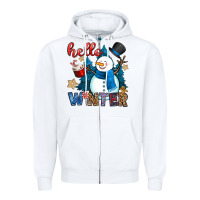 White hello winter Zipper Hoodie - OliviaCreatesArt