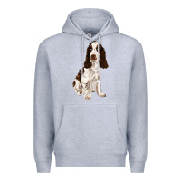 Heather Grey english cocker spaniel Premium Hoodie - FaDigitalArtStudio