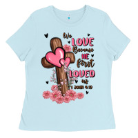 Baby Blue valentine cross Ladies Tee - MaliasSmallBusiness
