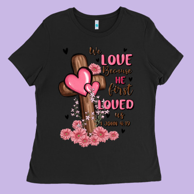 Valentine Cross Ladies Tee Designed By Maliassmallbusiness