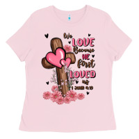 Bubblegum Pink valentine cross Ladies Tee - MaliasSmallBusiness