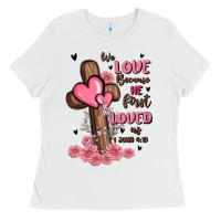 White valentine cross Ladies Tee - MaliasSmallBusiness