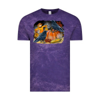 Cloud Purple Fall Background With Crow Vintage Tee - LillyAllenDesigns