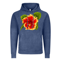 Vintage Denim Hawaiian Hibiscus Flower Vintage Hoodie - LillyAllenDesigns
