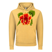 Vintage Mustard Hawaiian Hibiscus Flower Vintage Hoodie - LillyAllenDesigns
