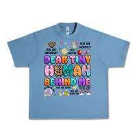 Pebble Blue dear tiny human behind me Urban Heavy Tee - Artiststas