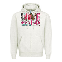 Oatmeal Heather love never fails Zipper Hoodie - OliviaCreatesArt