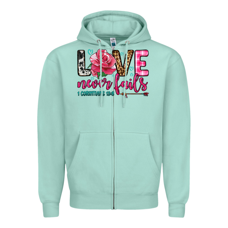 Love Never Fails Zipper Hoodie by OliviaCreatesArt | Teevron