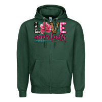 Sports Green love never fails Zipper Hoodie - OliviaCreatesArt
