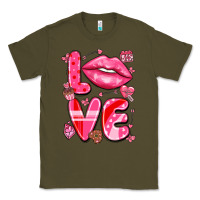 Army Green love with lips Classic Tee - LillyAllenDesigns