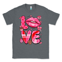 Charcoal Heather love with lips Classic Tee - LillyAllenDesigns